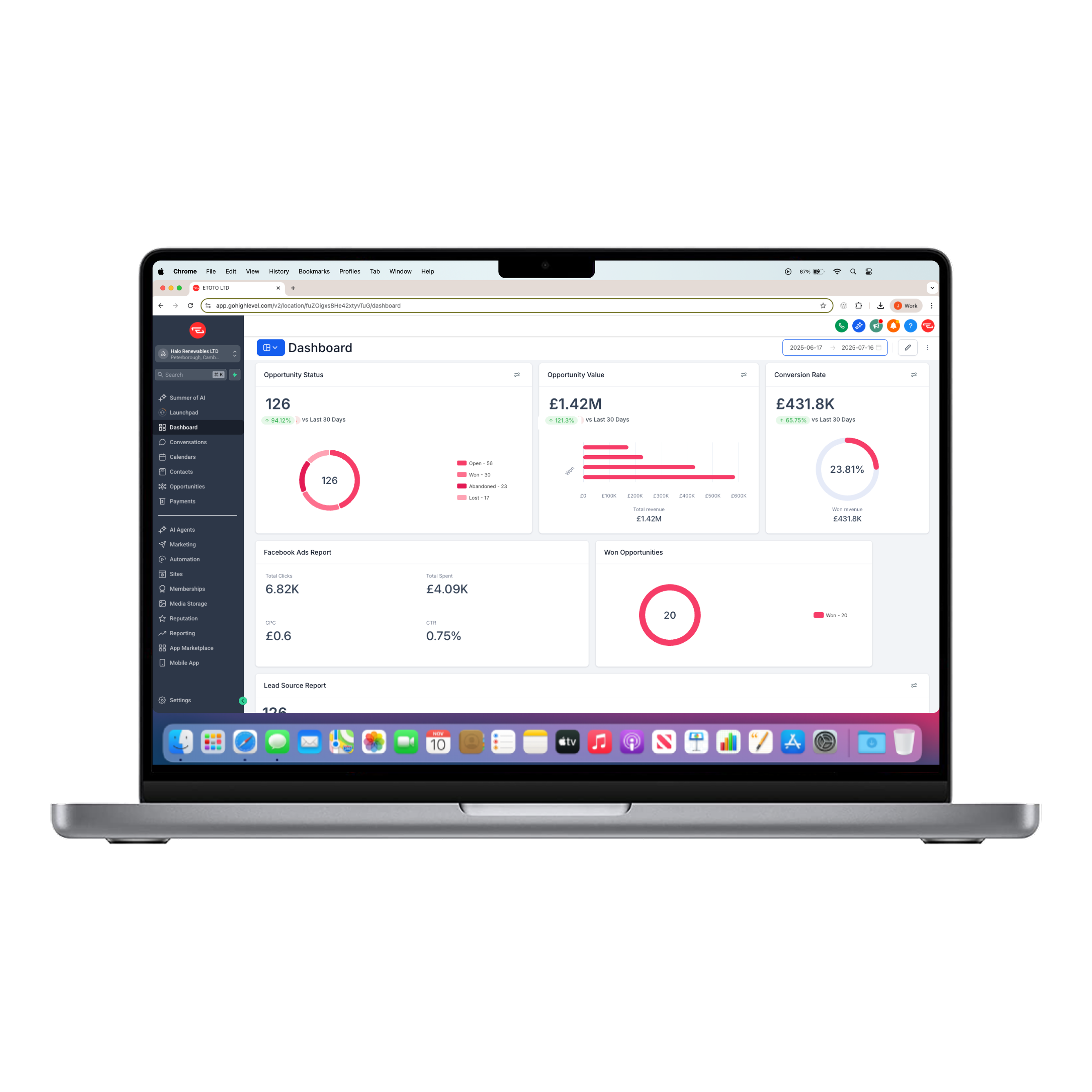 CRM Desktop Dashboard