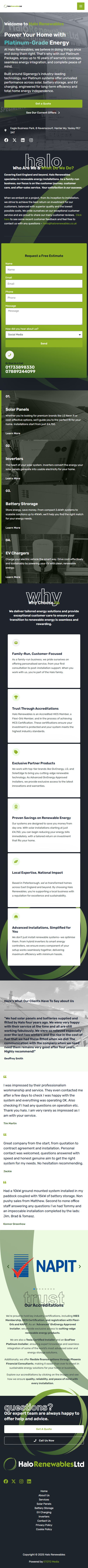 Halo Renewables Mobile Website